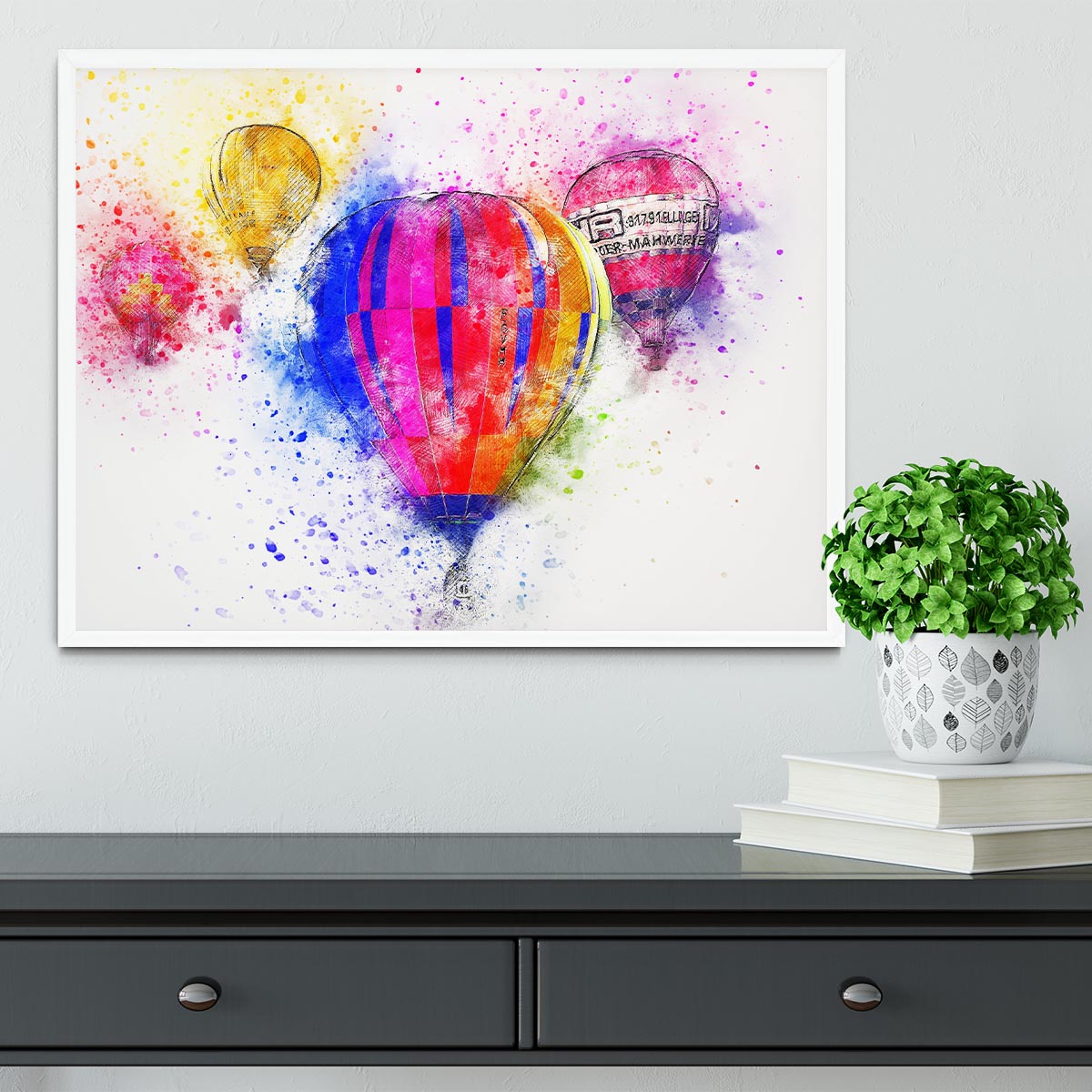 Hot Air Ballon Splash Version 2 Framed Print - Canvas Art Rocks -6