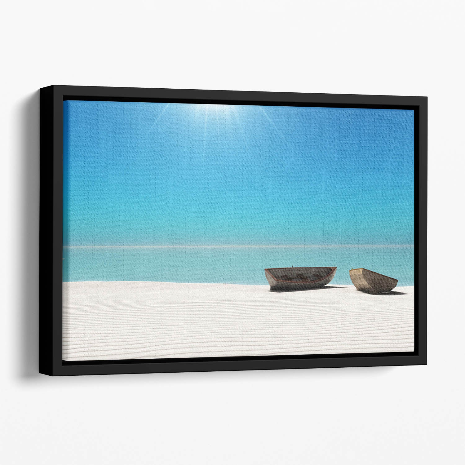 Hot Sun on White Sand Floating Framed Canvas