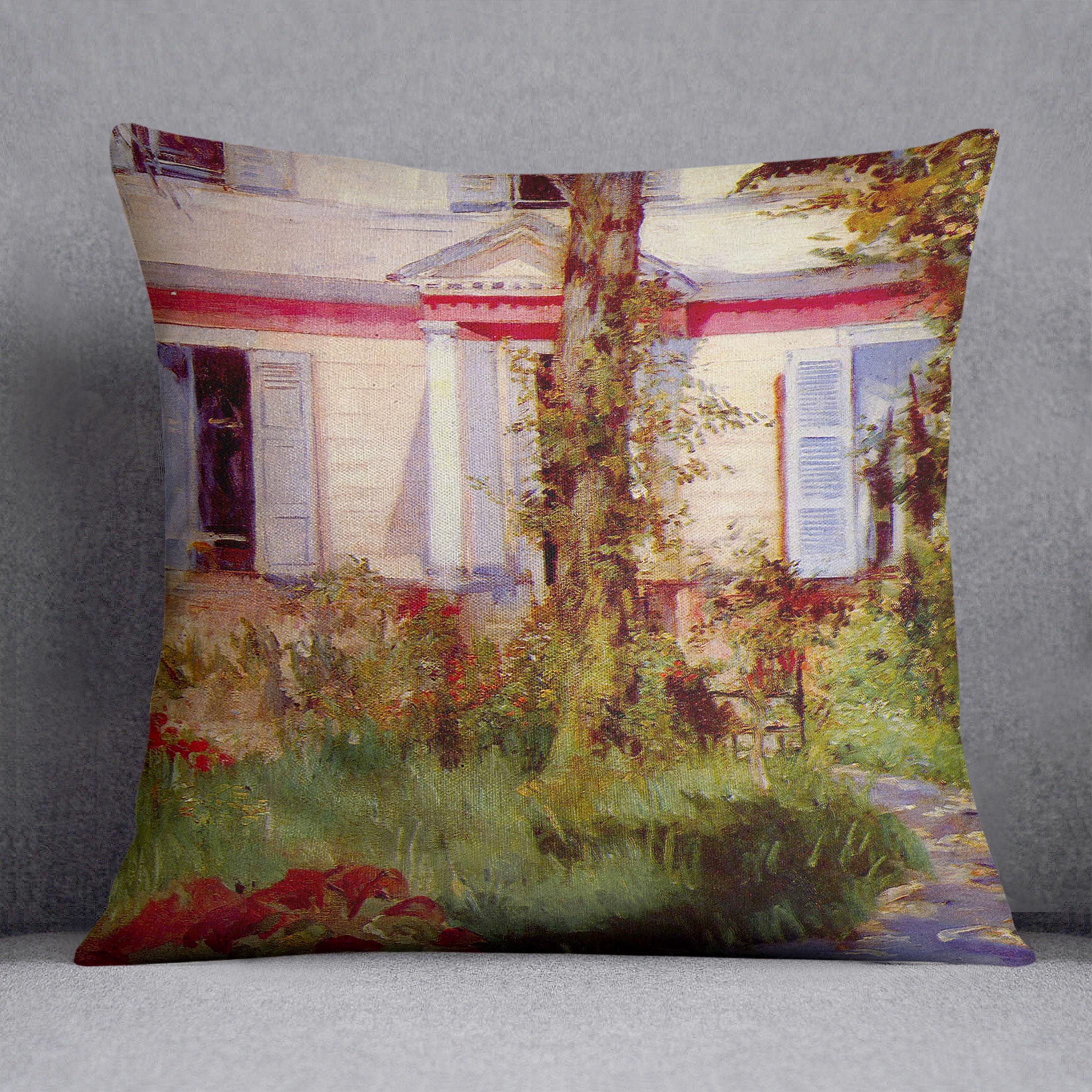 House in Rueil by Edouard Manet Cushion
