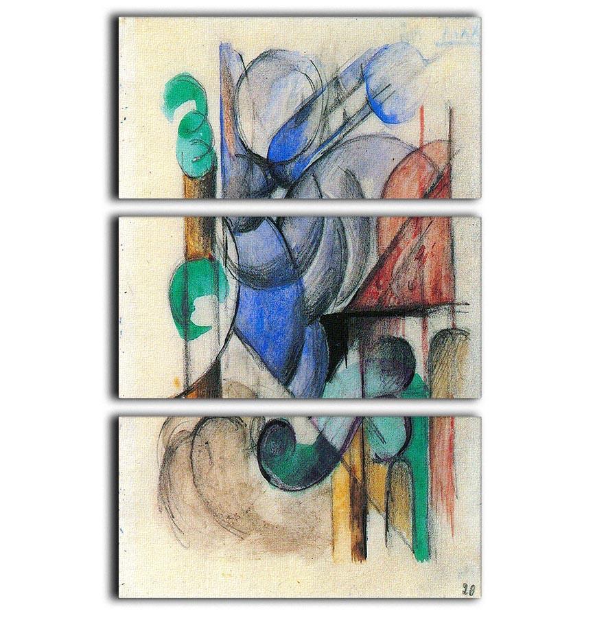 House in abstract landscape by Franz Marc 3 Split Panel Canvas Print - Canvas Art Rocks - 1