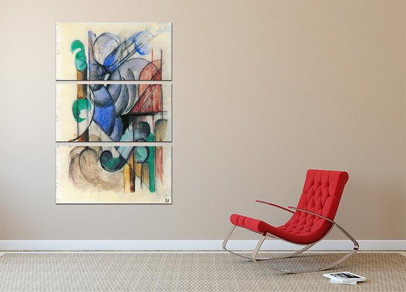 House in abstract landscape by Franz Marc 3 Split Panel Canvas Print - Canvas Art Rocks - 2