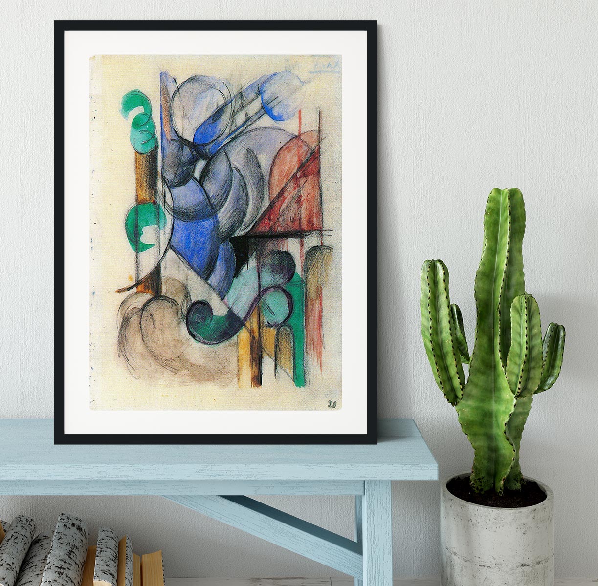 House in abstract landscape by Franz Marc Framed Print - Canvas Art Rocks - 1