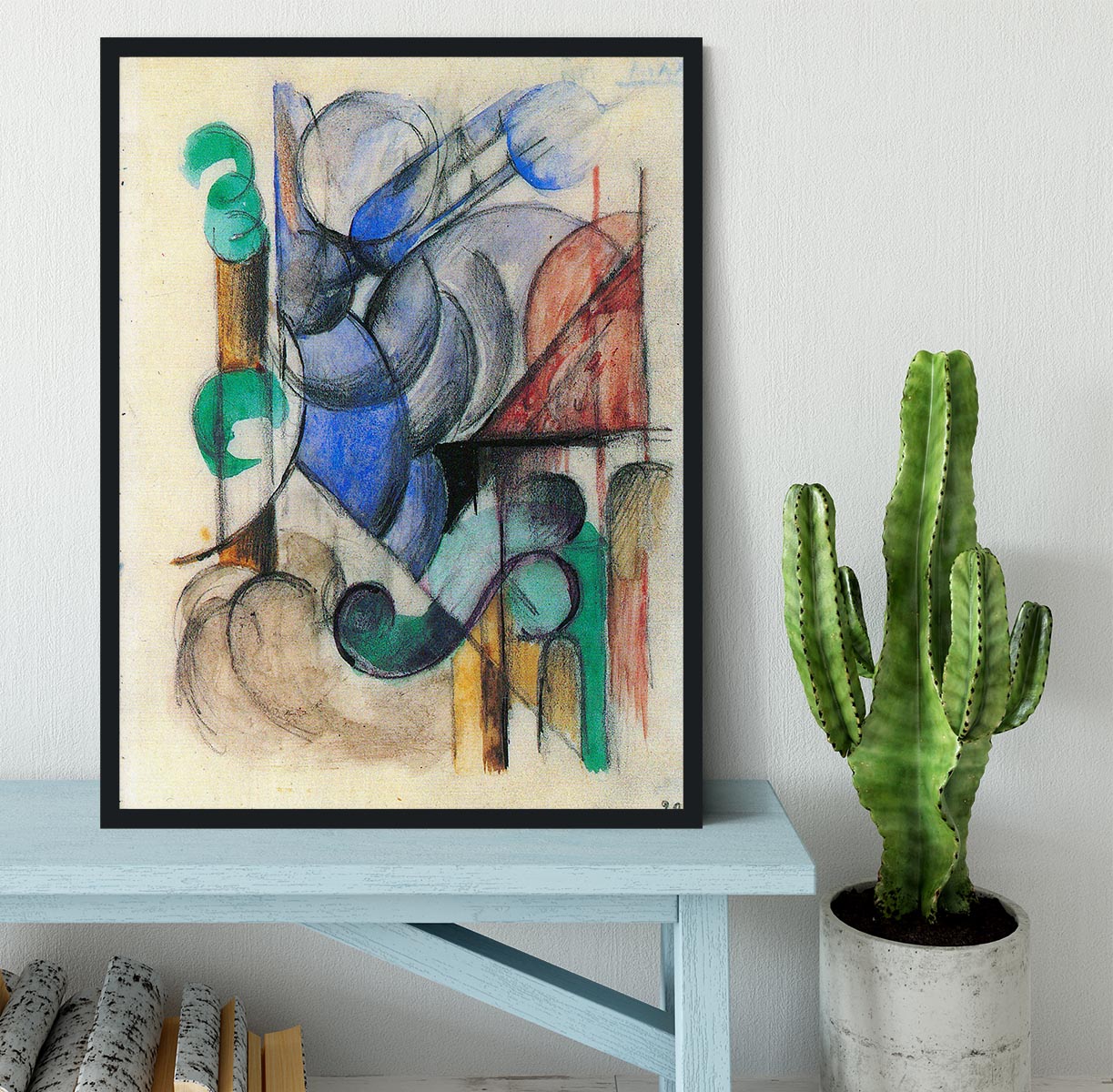 House in abstract landscape by Franz Marc Framed Print - Canvas Art Rocks - 2