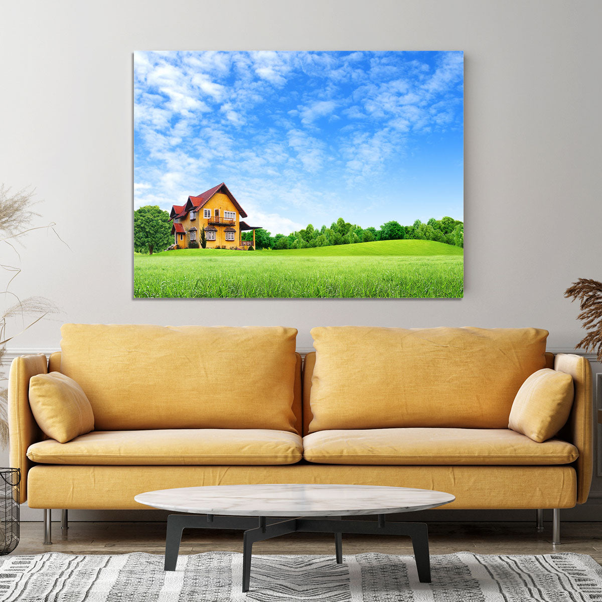 House on green field Canvas Print or Poster - Canvas Art Rocks - 4