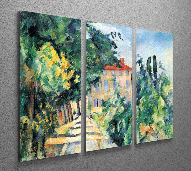 House with Red Roof by Cezanne 3 Split Panel Canvas Print - Canvas Art Rocks - 2