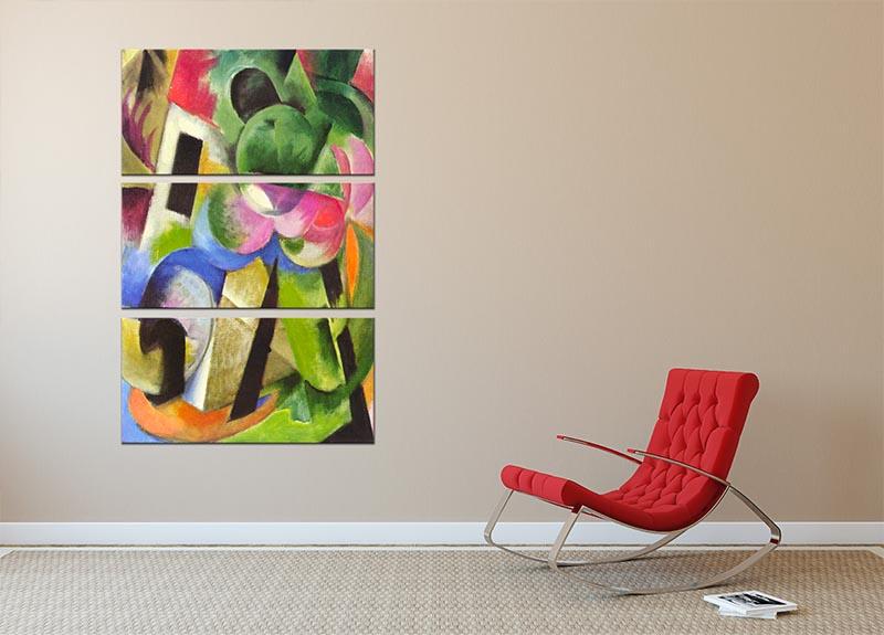 House with trees by Franz Marc 3 Split Panel Canvas Print - Canvas Art Rocks - 2