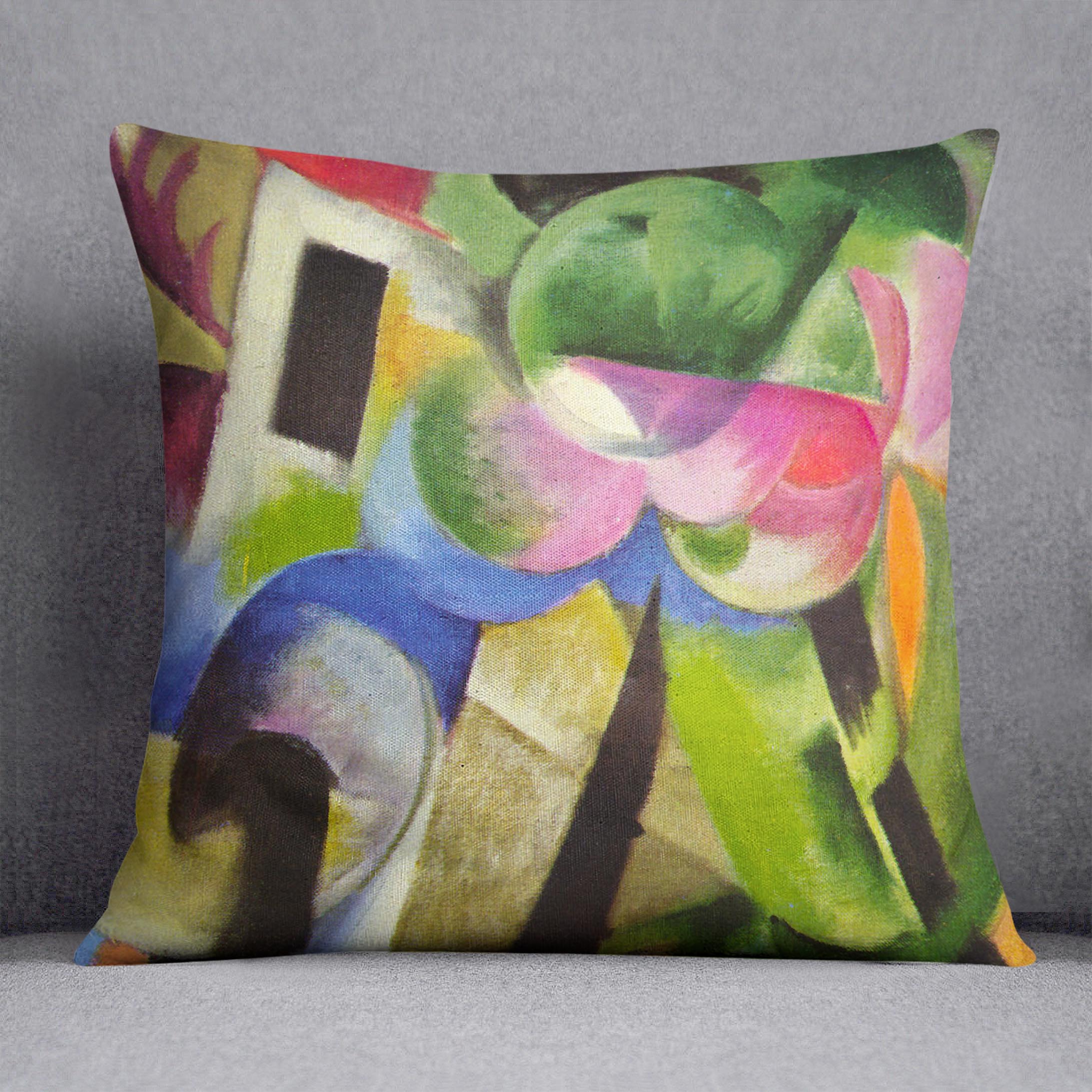 House with trees by Franz Marc Cushion