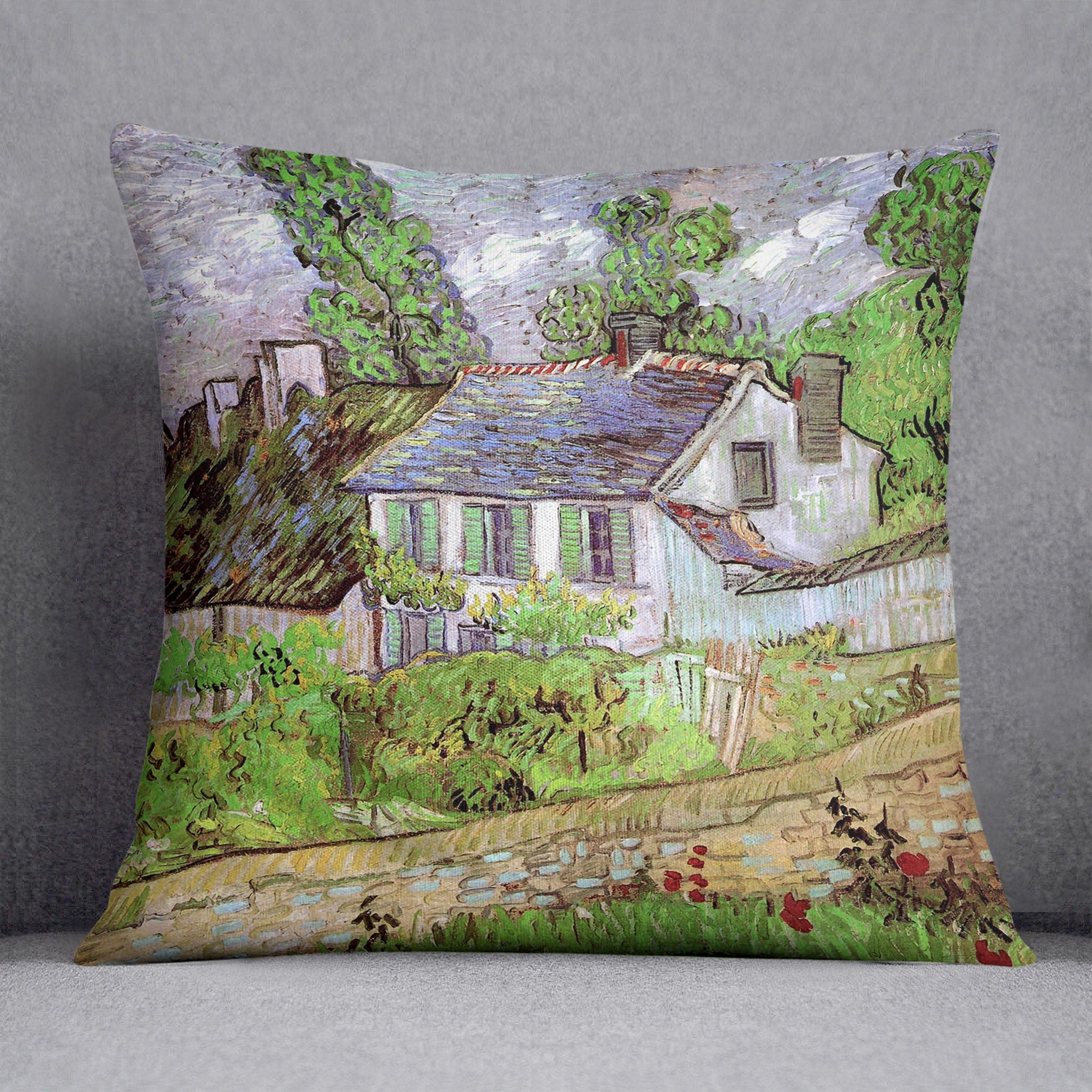 Houses in Auvers 2 by Van Gogh Cushion
