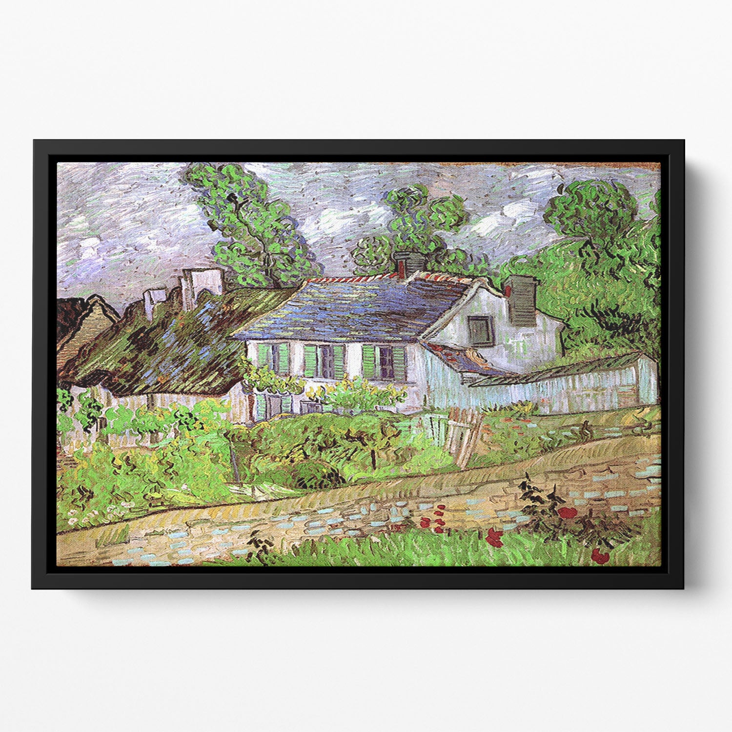 Houses in Auvers 2 by Van Gogh Floating Framed Canvas