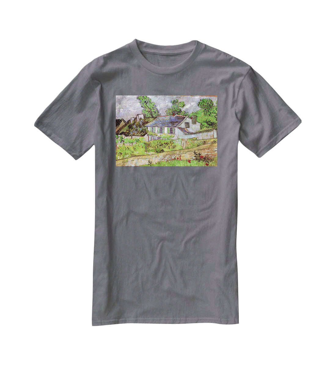 Houses in Auvers 2 by Van Gogh T-Shirt - Canvas Art Rocks - 3