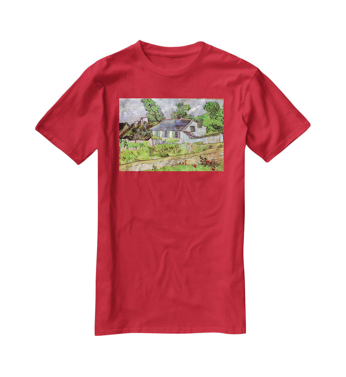 Houses in Auvers 2 by Van Gogh T-Shirt - Canvas Art Rocks - 4