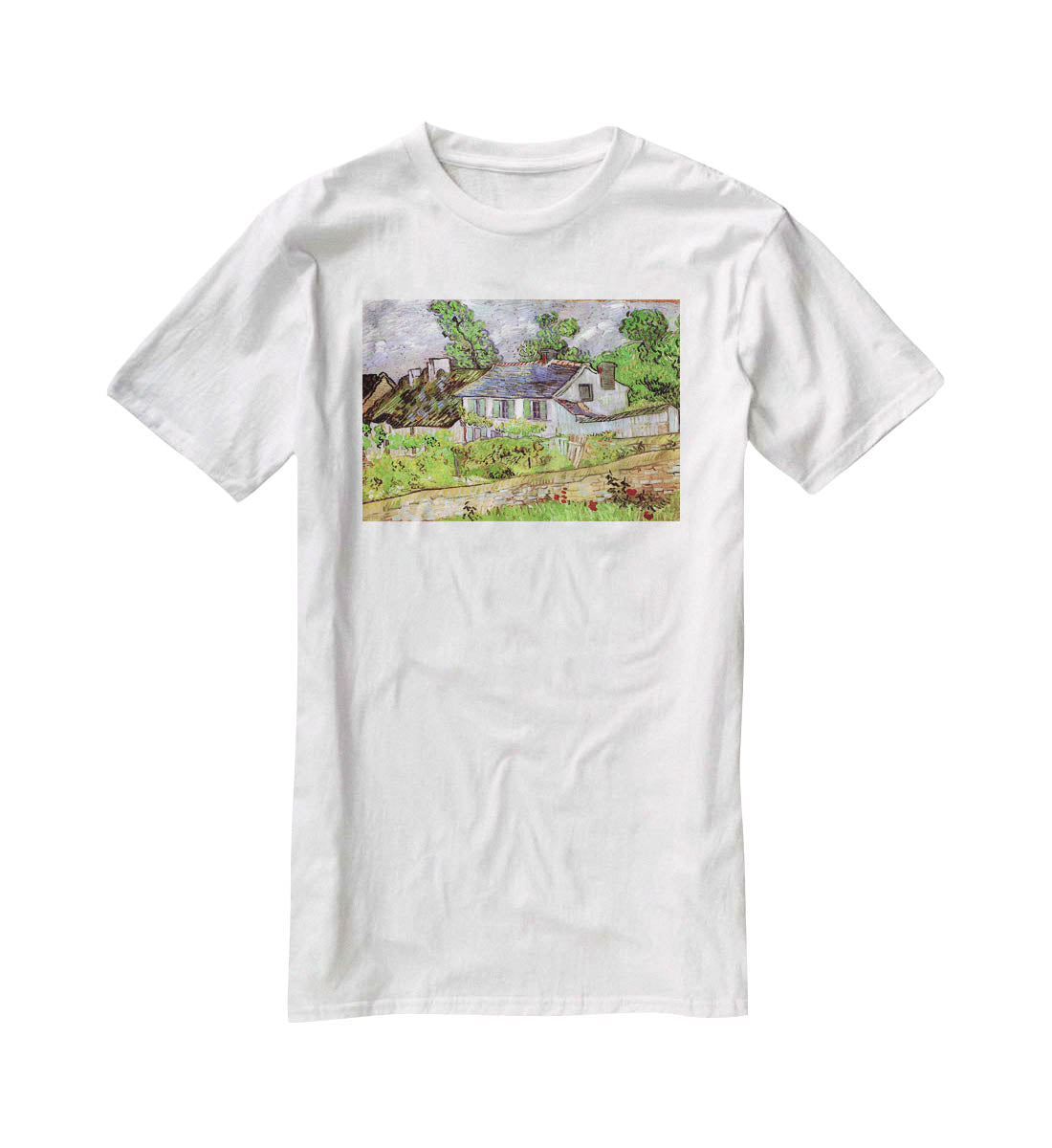 Houses in Auvers 2 by Van Gogh T-Shirt - Canvas Art Rocks - 5