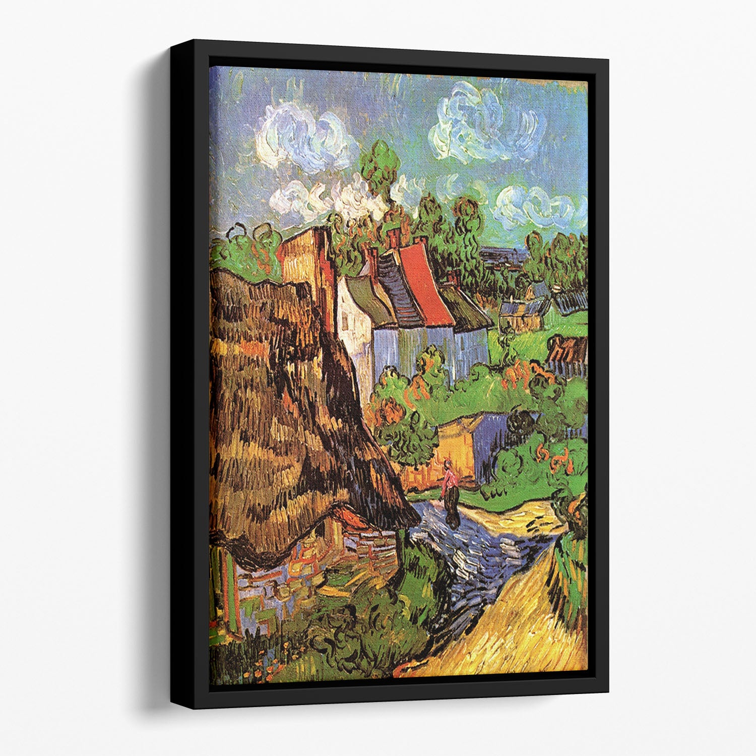 Houses in Auvers by Van Gogh Floating Framed Canvas