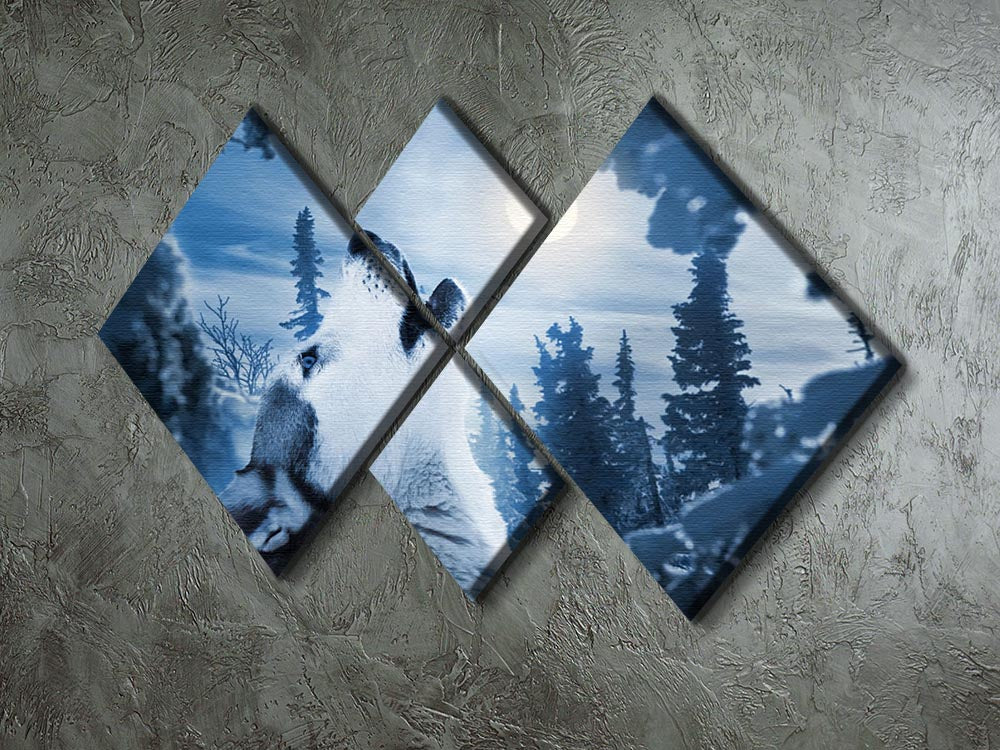 Howling to the moon 4 Square Multi Panel Canvas - Canvas Art Rocks - 2