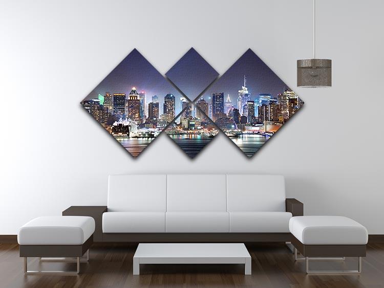 Hudson River with refelctions 4 Square Multi Panel Canvas  - Canvas Art Rocks - 3