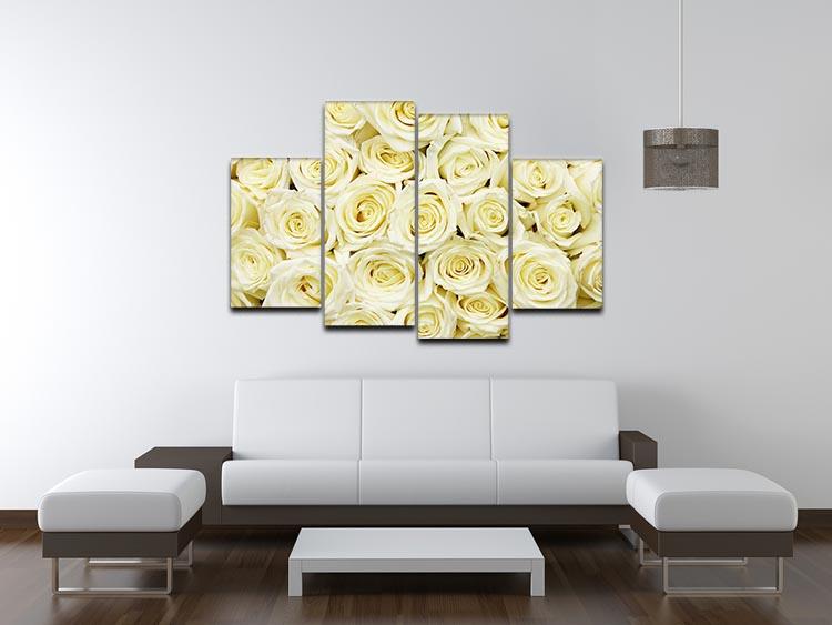 Huge bouquet of white roses 4 Split Panel Canvas  - Canvas Art Rocks - 3