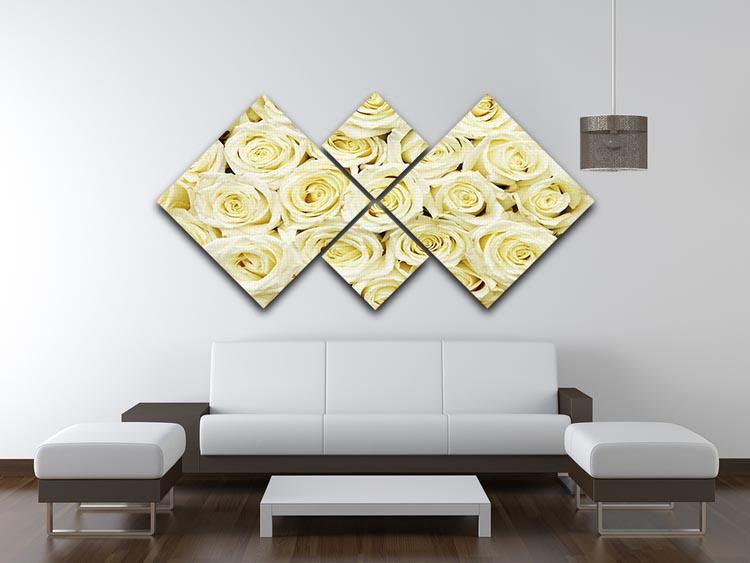 Huge bouquet of white roses 4 Square Multi Panel Canvas  - Canvas Art Rocks - 3