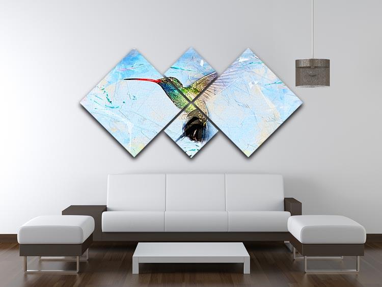 Humming Bird Painting 4 Square Multi Panel Canvas - Canvas Art Rocks - 3