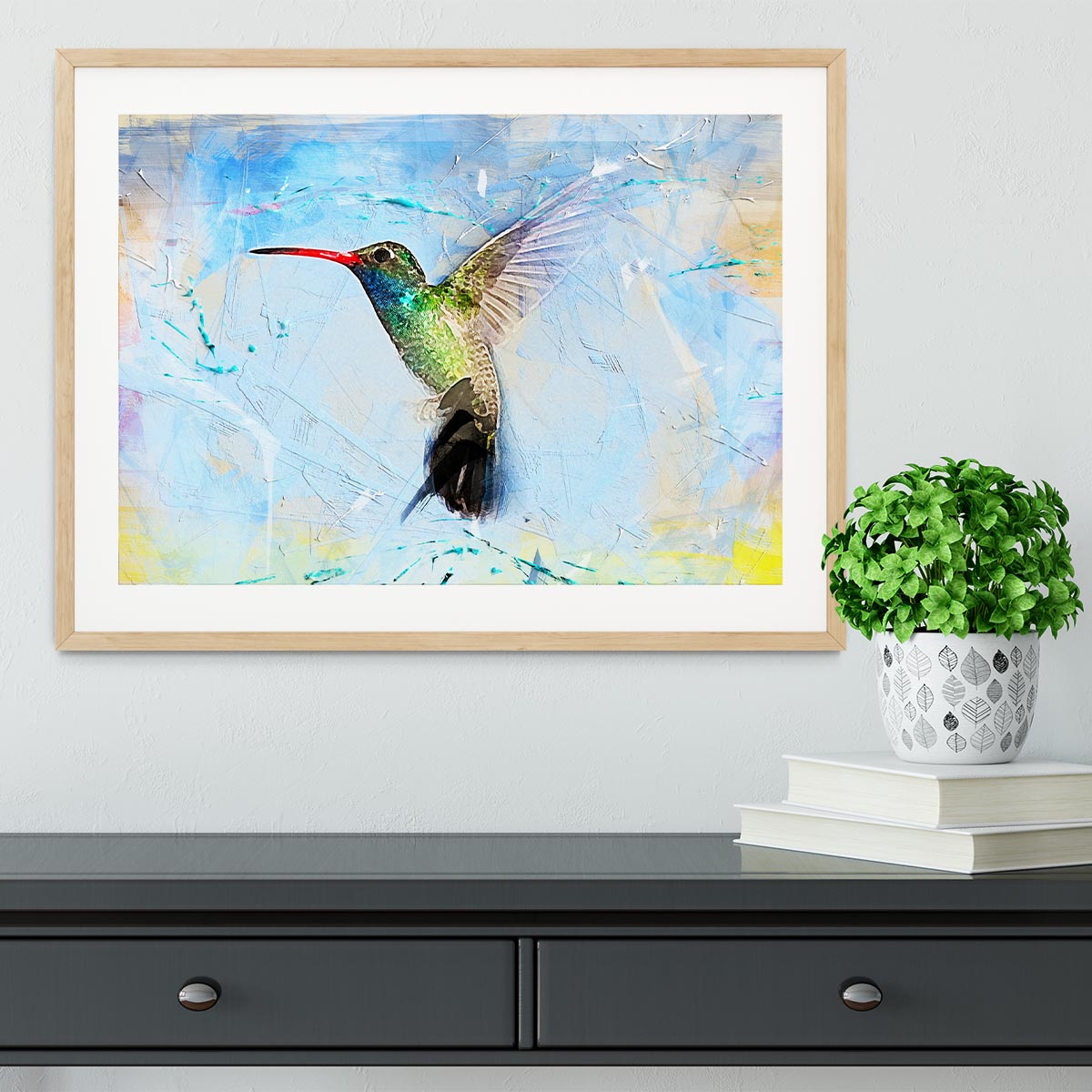 Humming Bird Painting Framed Print - Canvas Art Rocks - 3