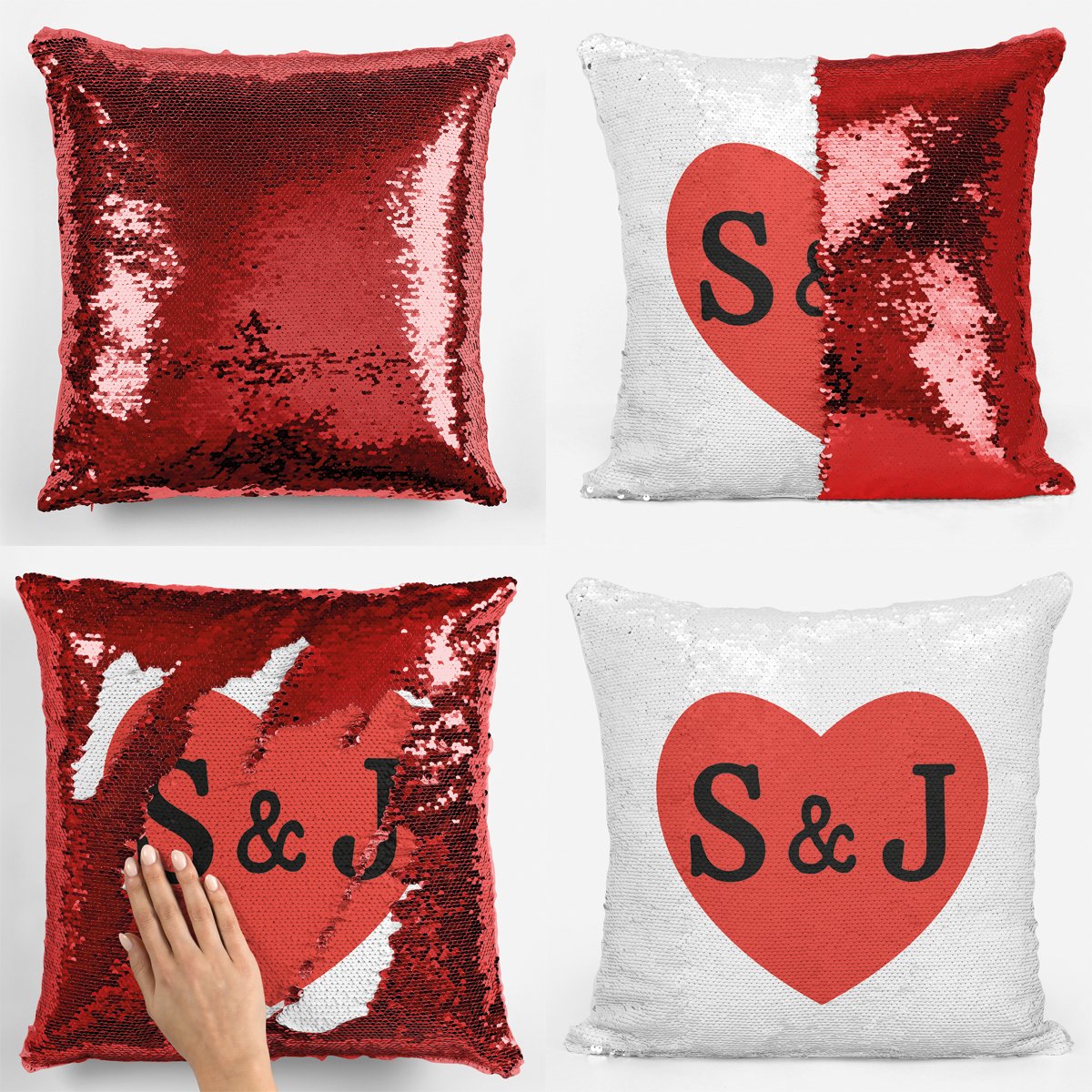 Personalised Sequin Cushion Red