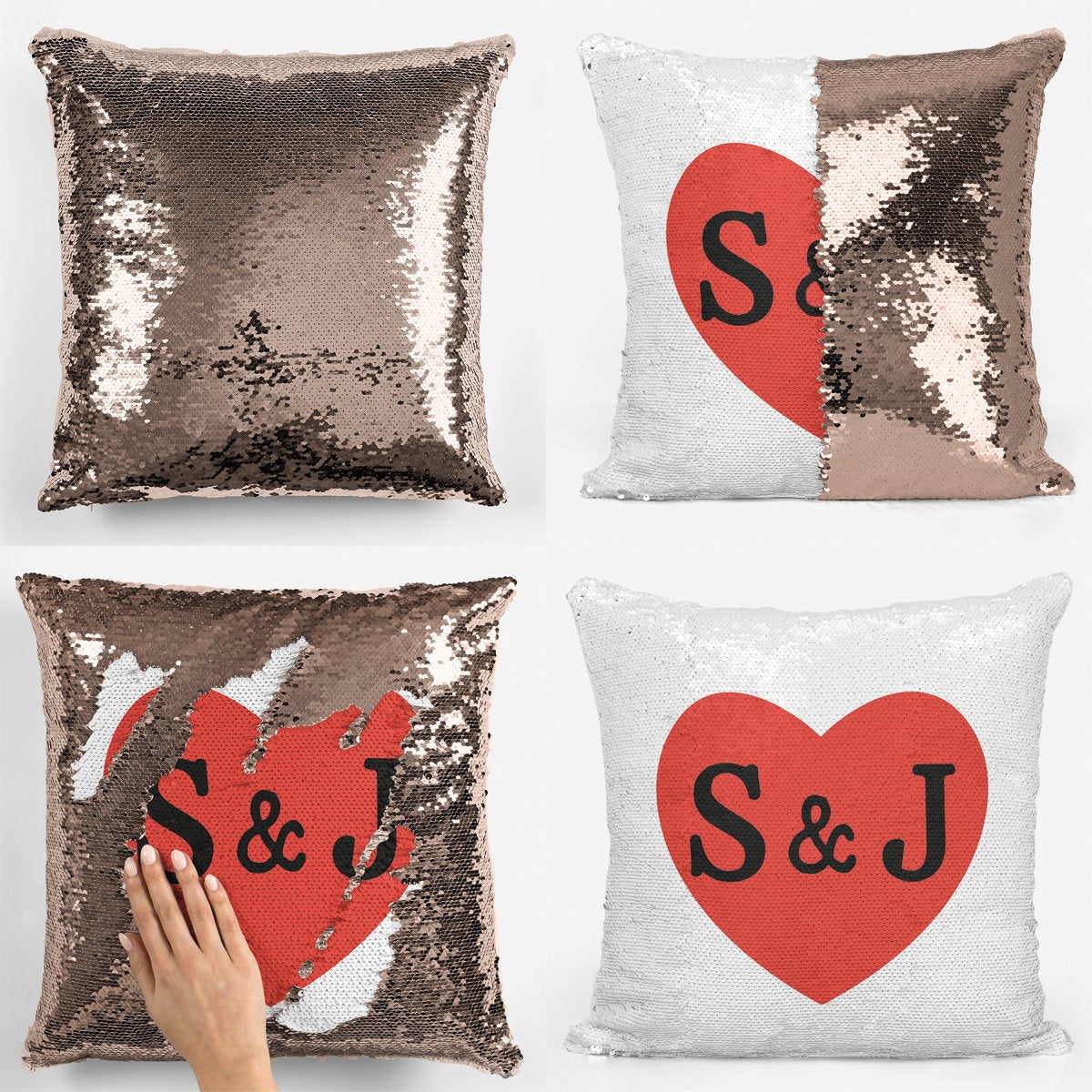Personalised Sequin Cushion Rose Gold