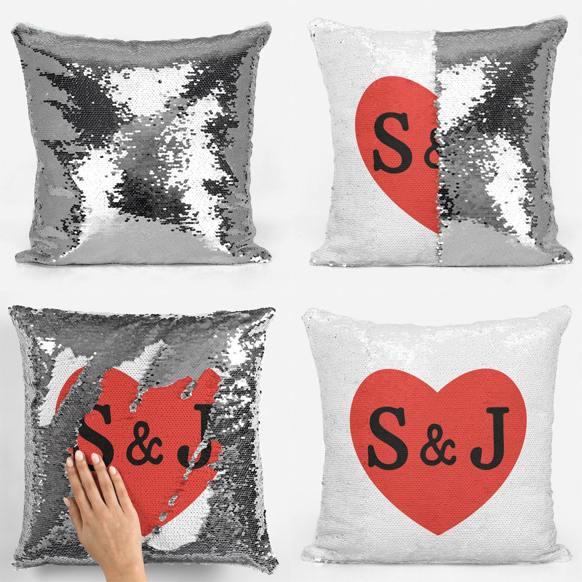 Personalised Sequin Cushion Silver