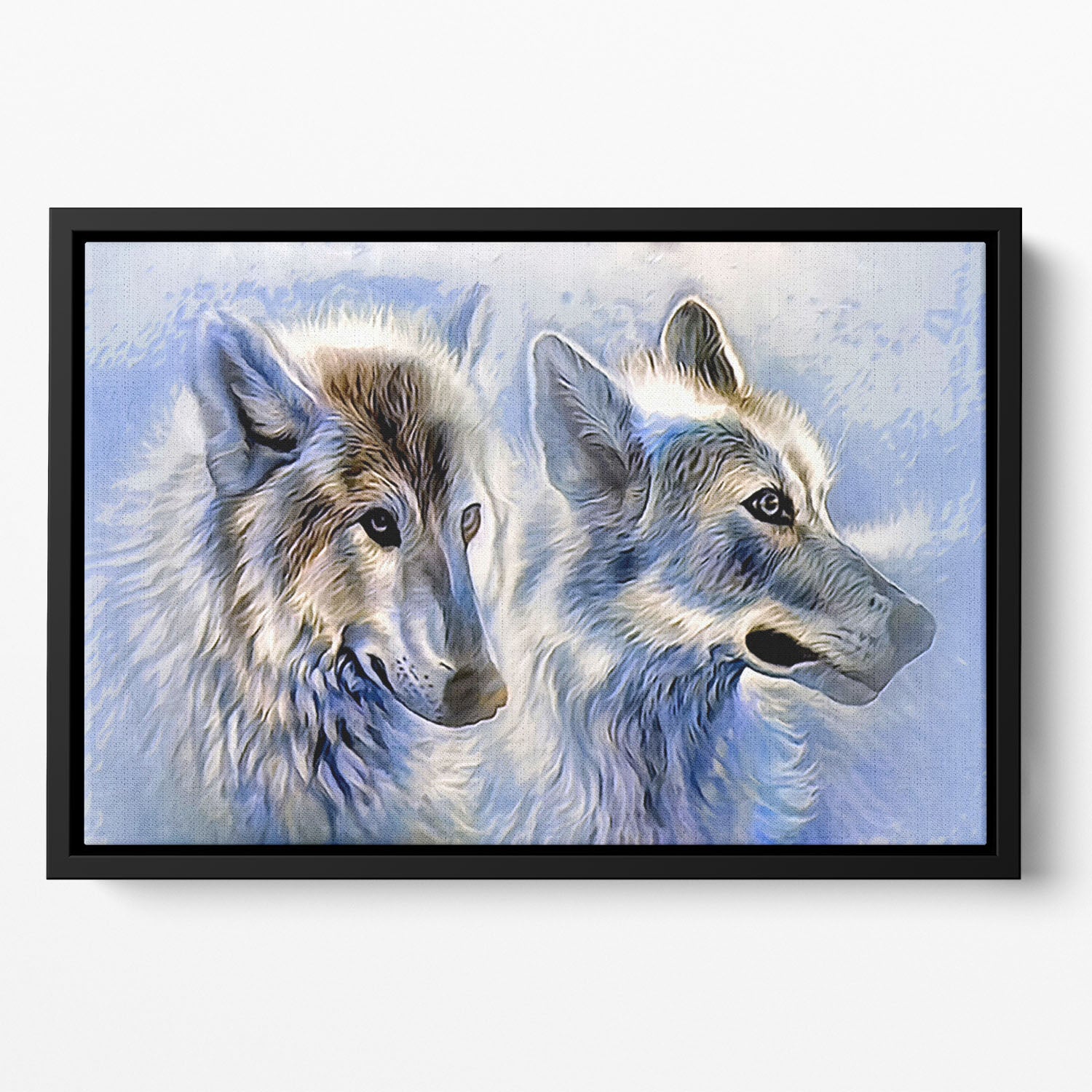 Ice Wolf Painting Floating Framed Canvas