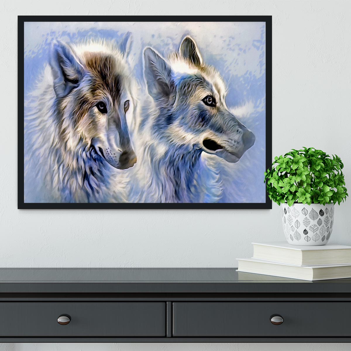 Ice Wolf Painting Framed Print - Canvas Art Rocks - 2