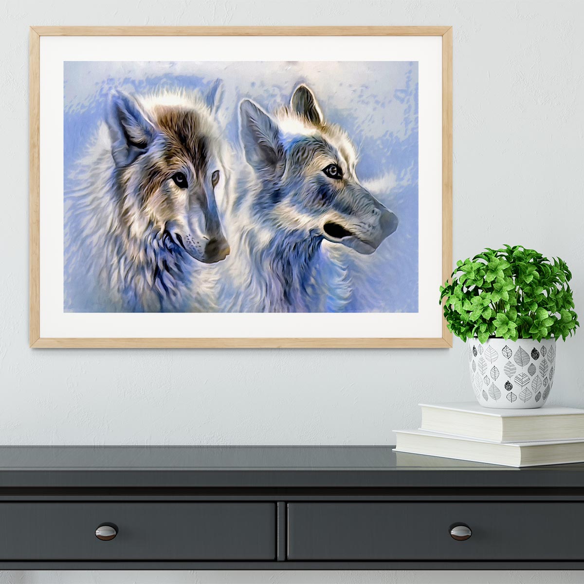 Ice Wolf Painting Framed Print - Canvas Art Rocks - 3