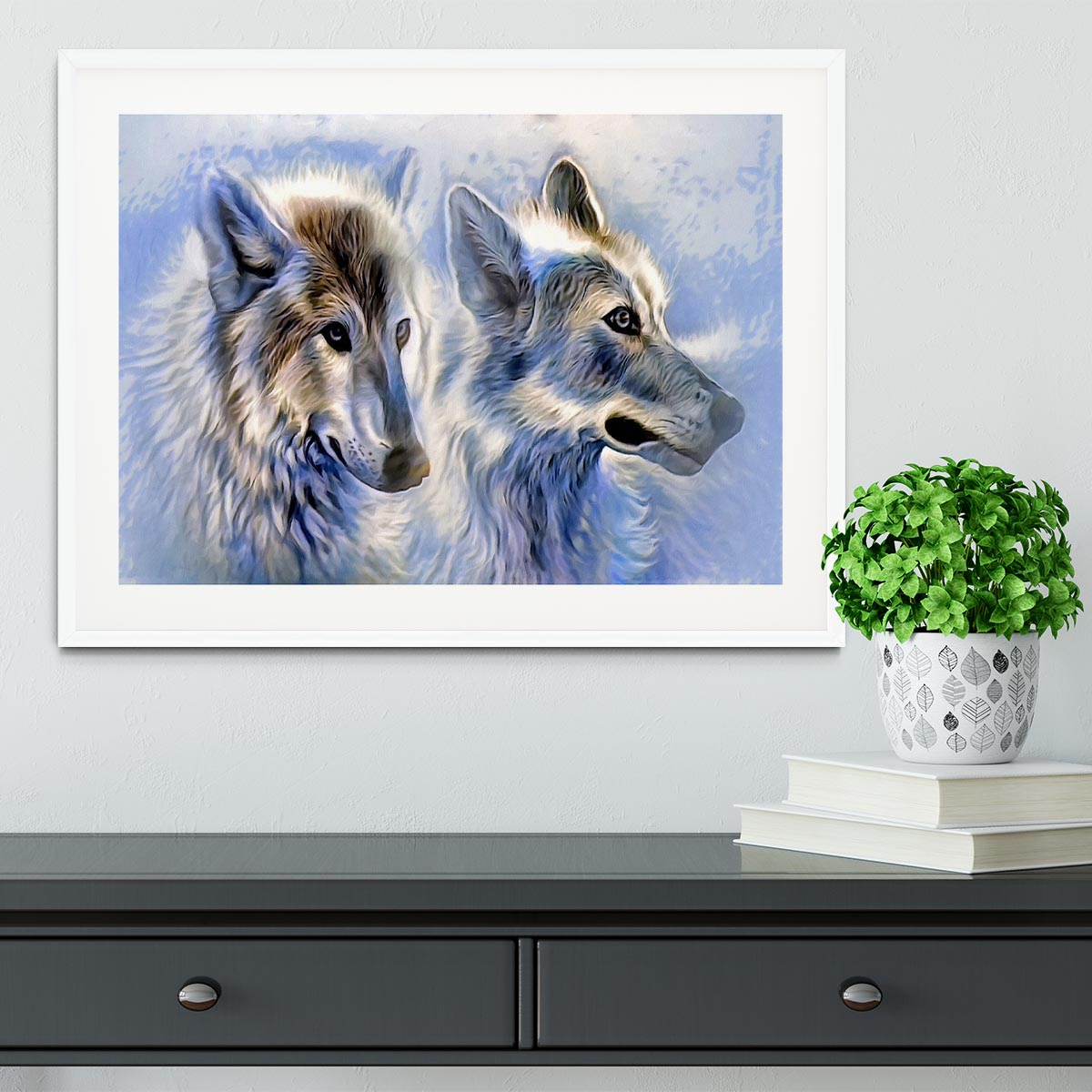 Ice Wolf Painting Framed Print - Canvas Art Rocks - 5