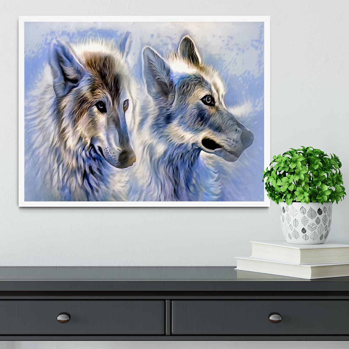 Ice Wolf Painting Framed Print - Canvas Art Rocks -6