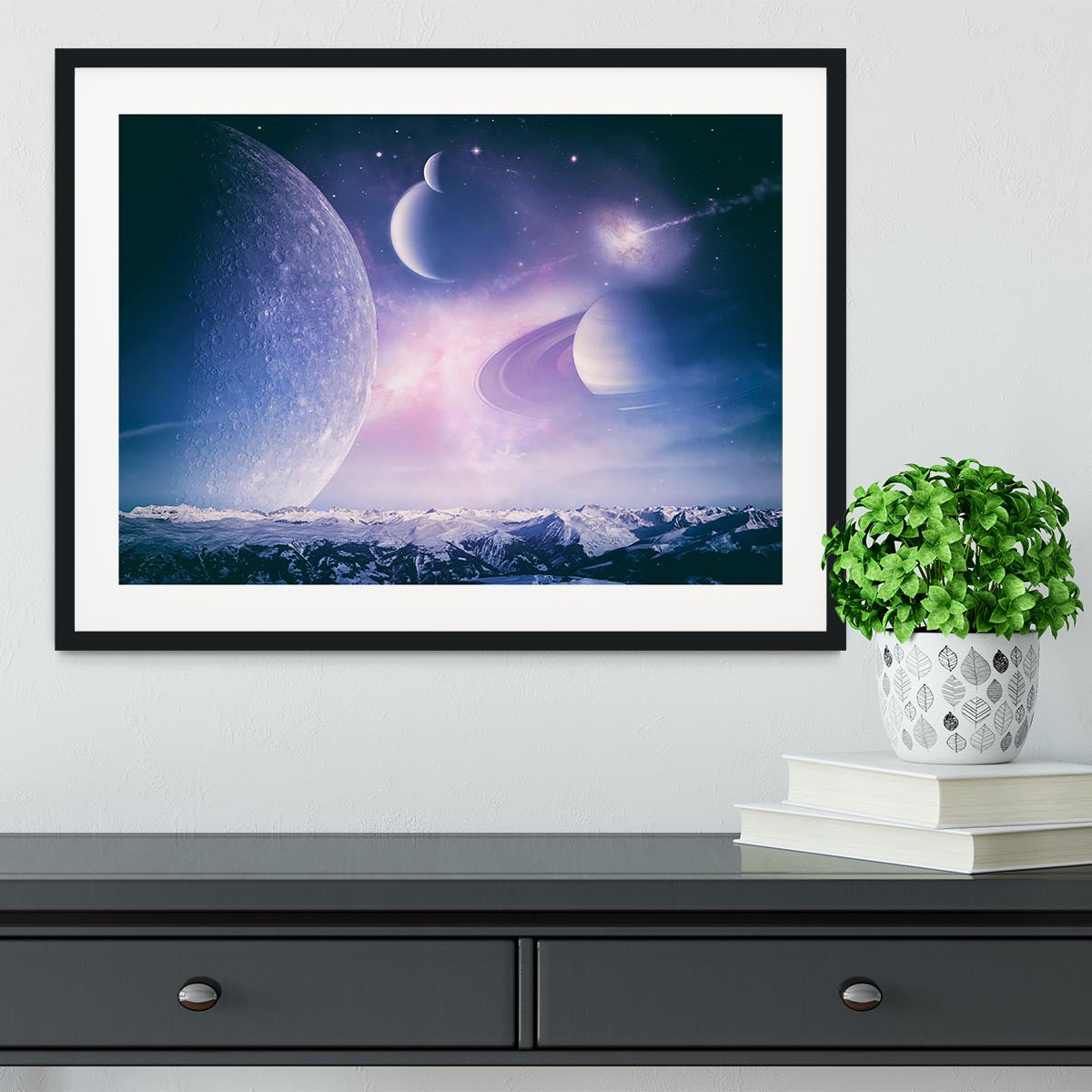 Ice world and planets Framed Print - Canvas Art Rocks - 1