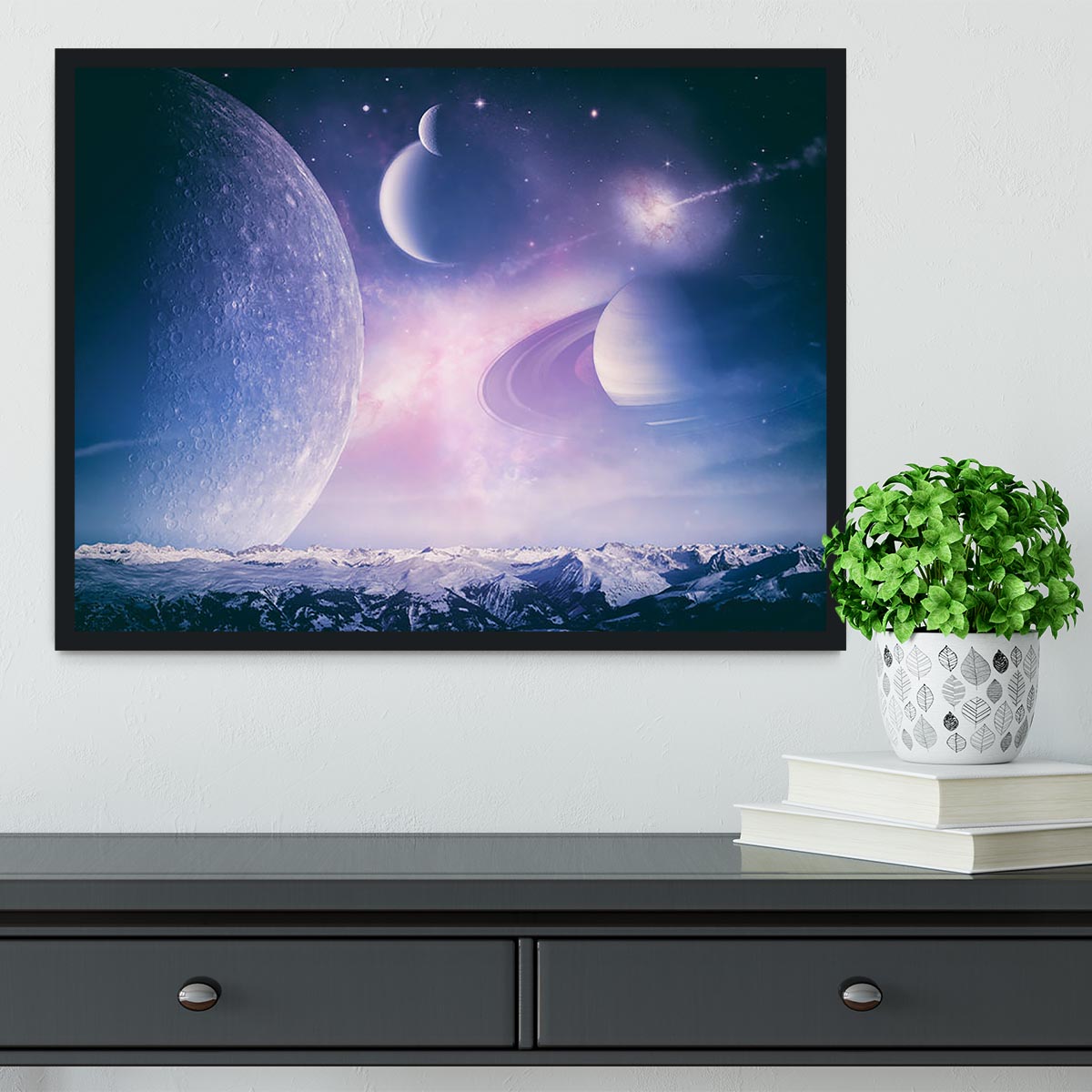 Ice world and planets Framed Print - Canvas Art Rocks - 2