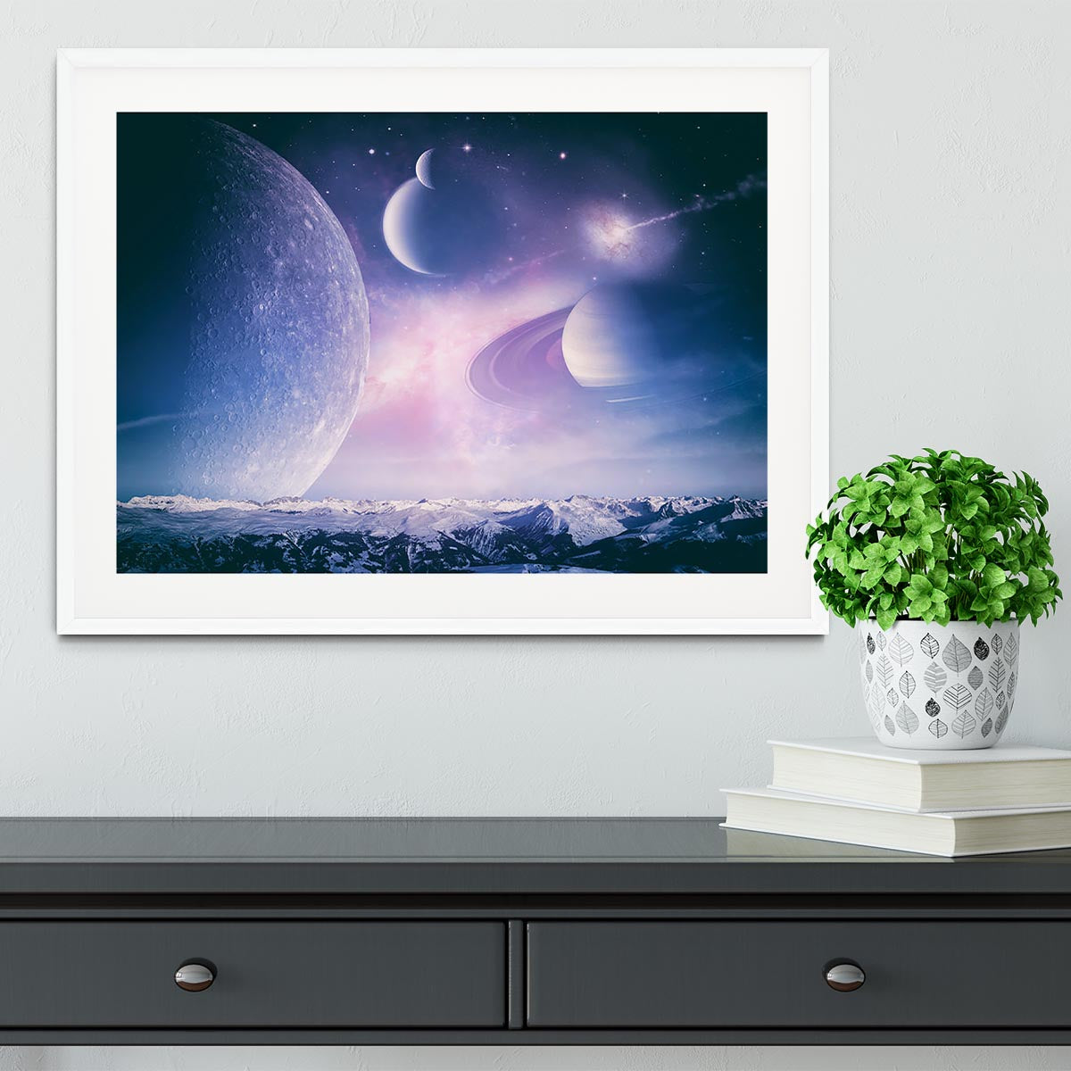 Ice world and planets Framed Print - Canvas Art Rocks - 5