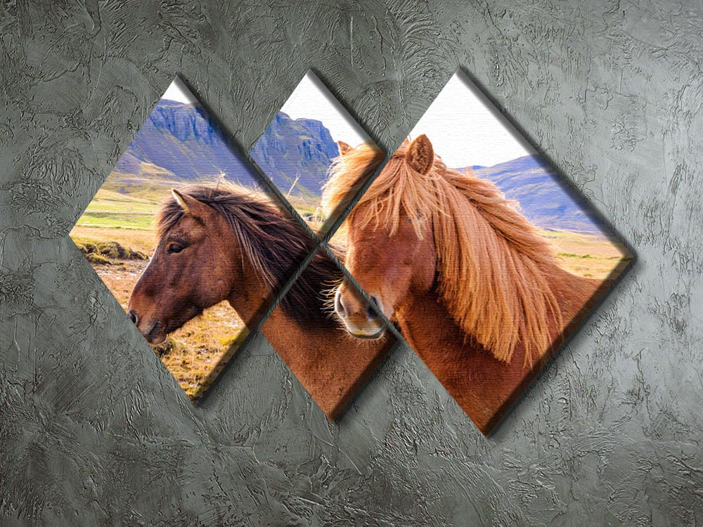 Icelandic horses 4 Square Multi Panel Canvas - Canvas Art Rocks - 2