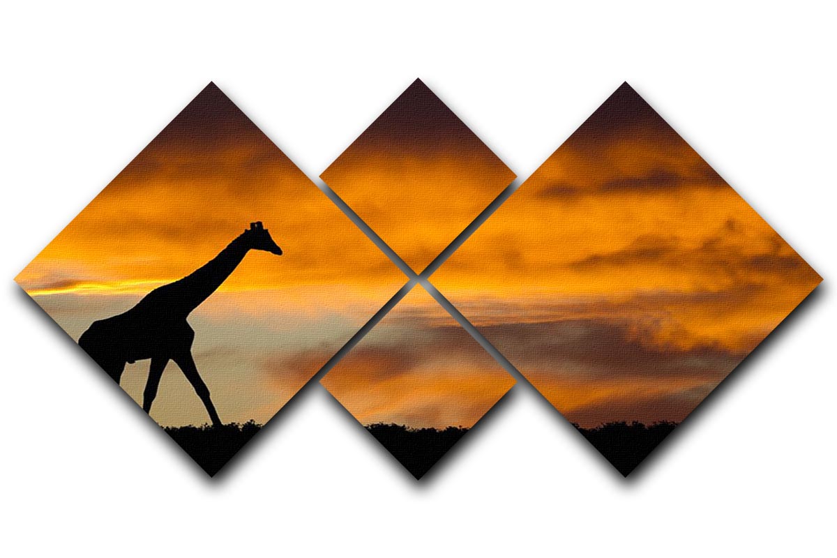 Idyllic african wildlife silhouette 4 Square Multi Panel Canvas - Canvas Art Rocks - 1