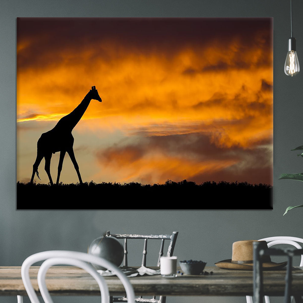 Idyllic african wildlife silhouette Canvas Print or Poster - Canvas Art Rocks - 3