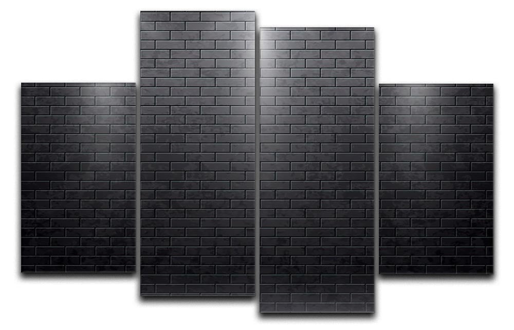 Illustartion of brick wall black 4 Split Panel Canvas - Canvas Art Rocks - 1