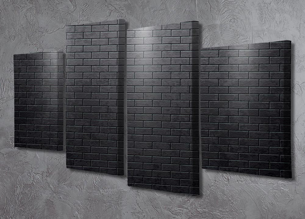 Illustartion of brick wall black 4 Split Panel Canvas - Canvas Art Rocks - 2
