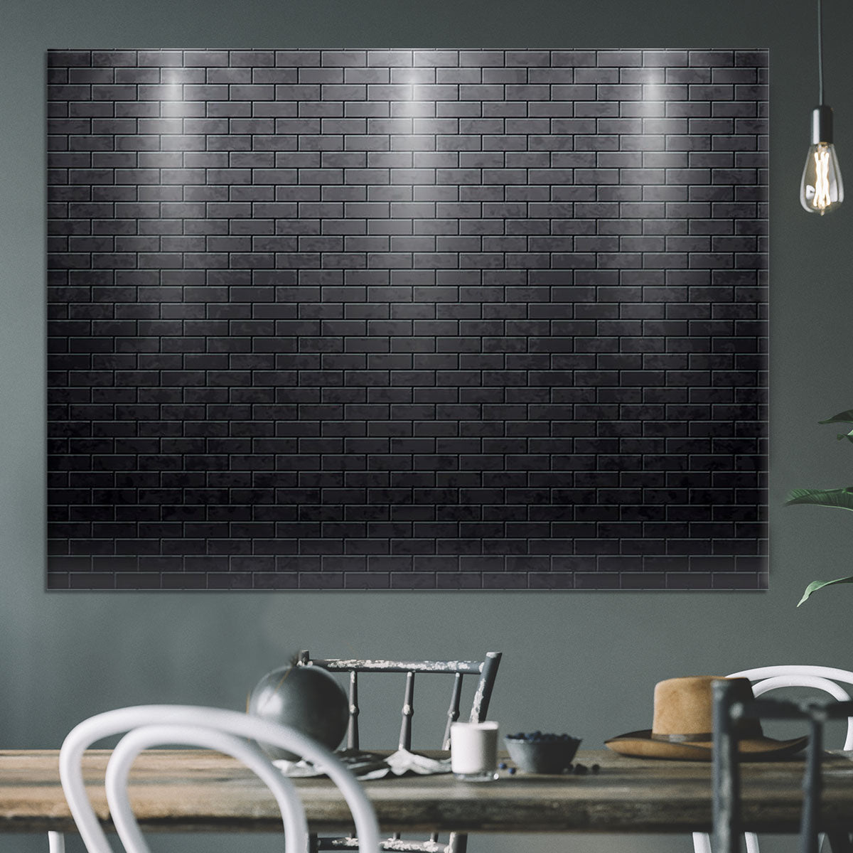 Illustartion of brick wall black Canvas Print or Poster - Canvas Art Rocks - 3