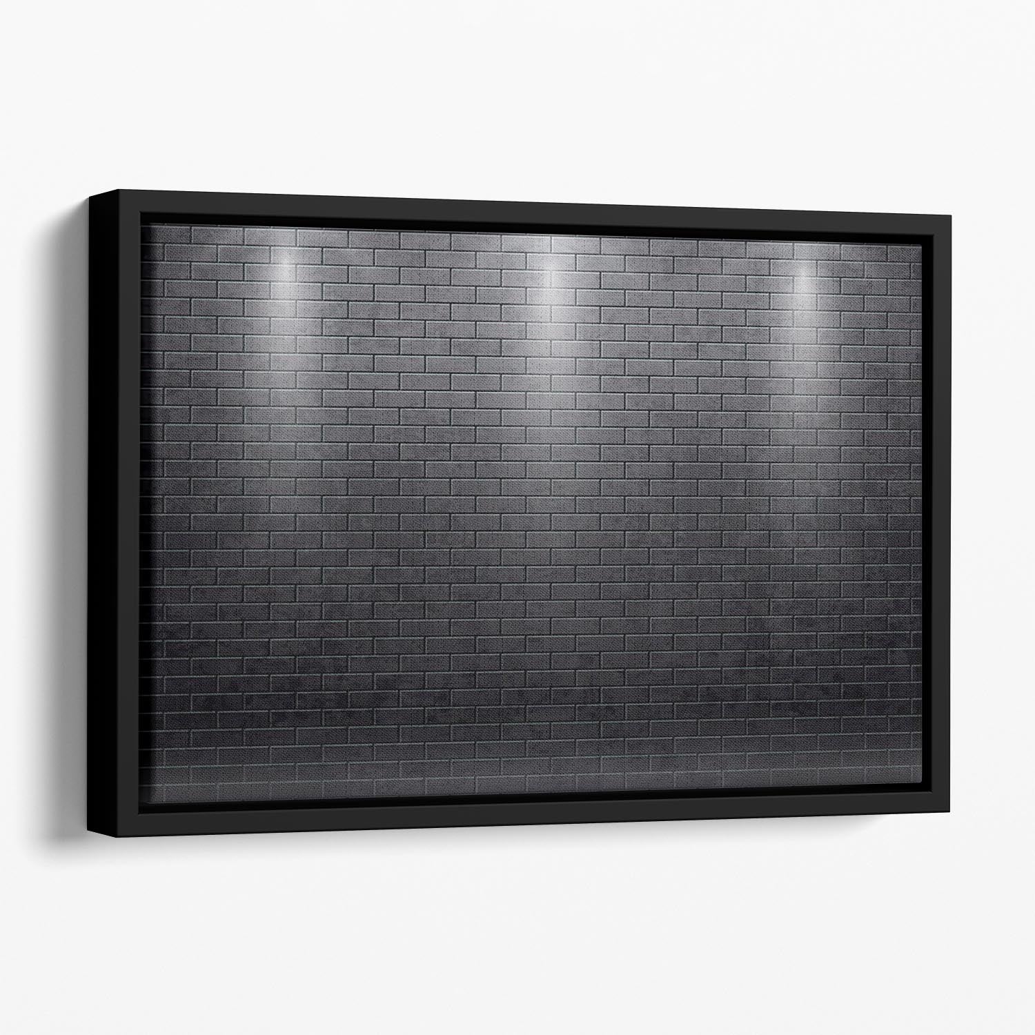 Illustartion of brick wall black Floating Framed Canvas - Canvas Art Rocks - 1