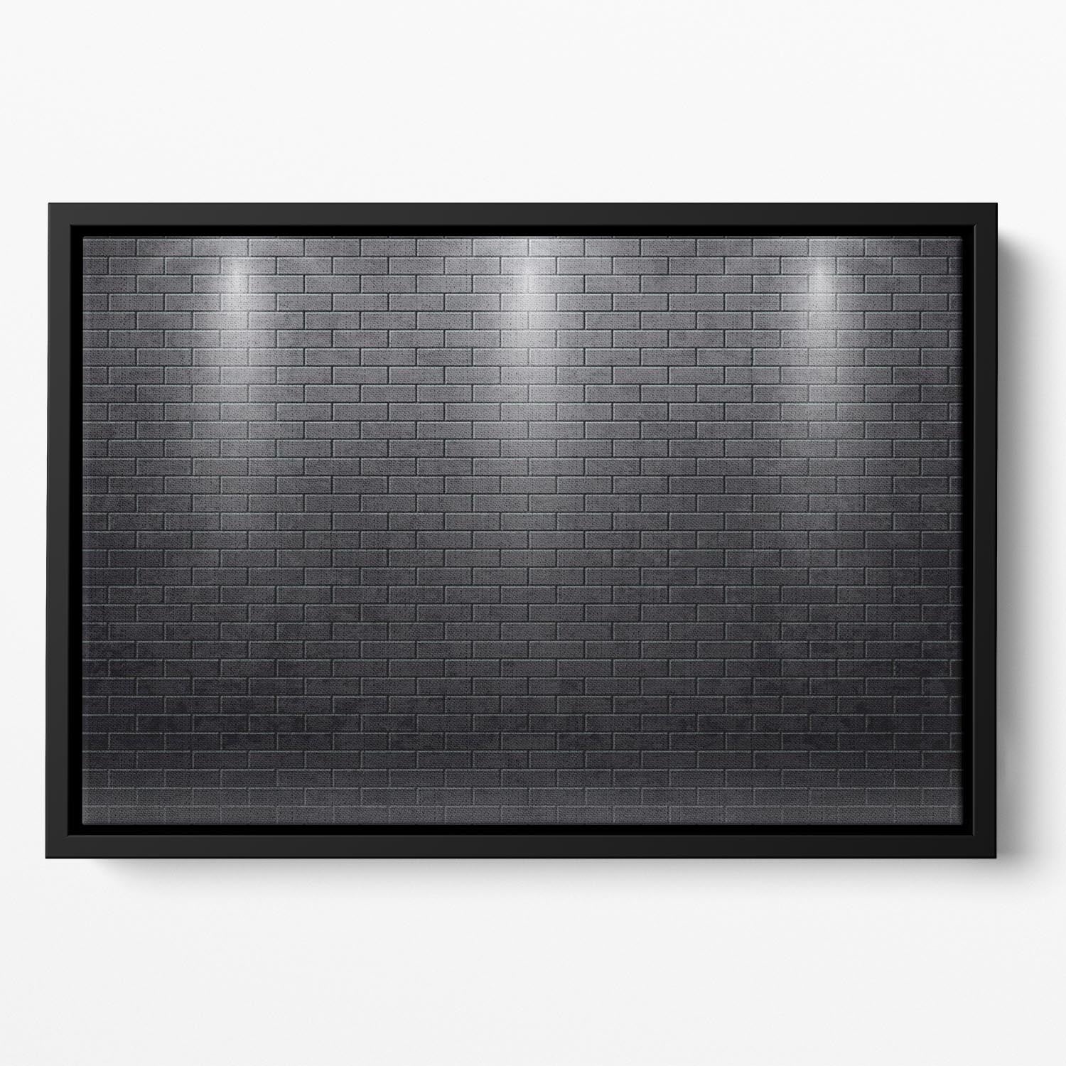 Illustartion of brick wall black Floating Framed Canvas - Canvas Art Rocks - 2