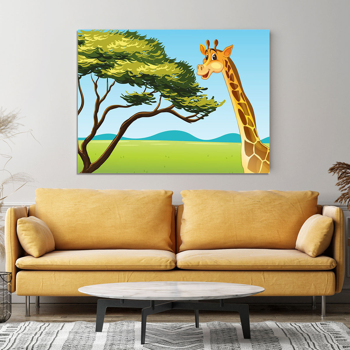 Illustration of a giraffe eating Canvas Print or Poster - Canvas Art Rocks - 4