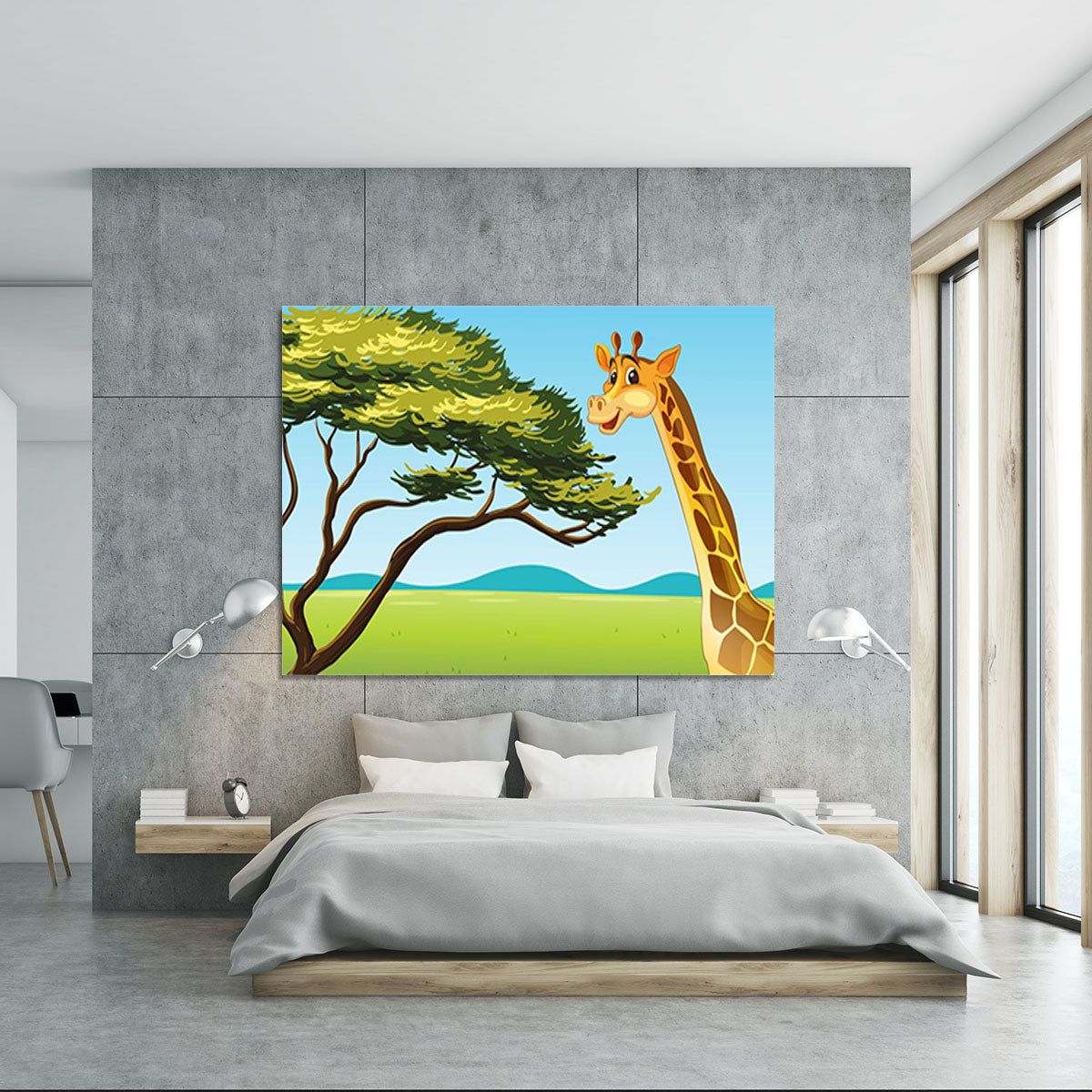 Illustration of a giraffe eating Canvas Print or Poster - Canvas Art Rocks - 5