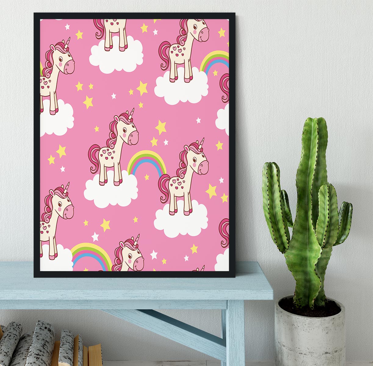 Illustration of horses in the clouds Framed Print - Canvas Art Rocks - 2