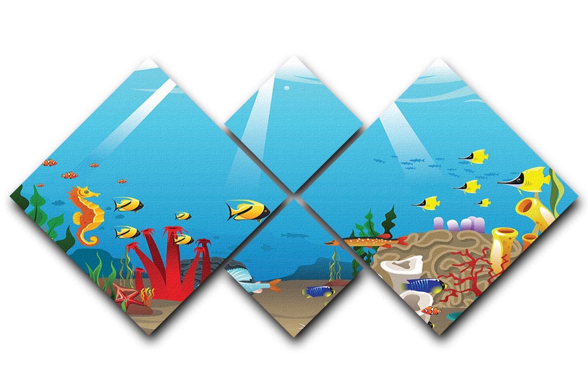 Illustration of marine life design 4 Square Multi Panel Canvas  - Canvas Art Rocks - 1