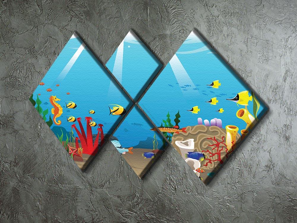 Illustration of marine life design 4 Square Multi Panel Canvas  - Canvas Art Rocks - 2