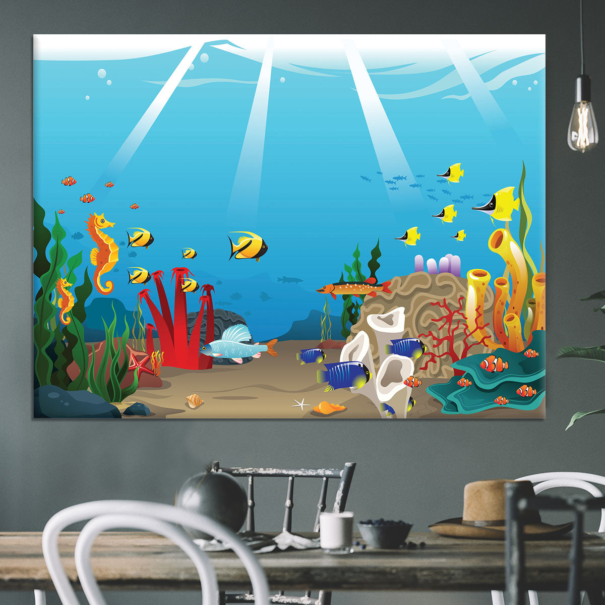 Illustration of marine life design Canvas Print or Poster - Canvas Art Rocks - 3