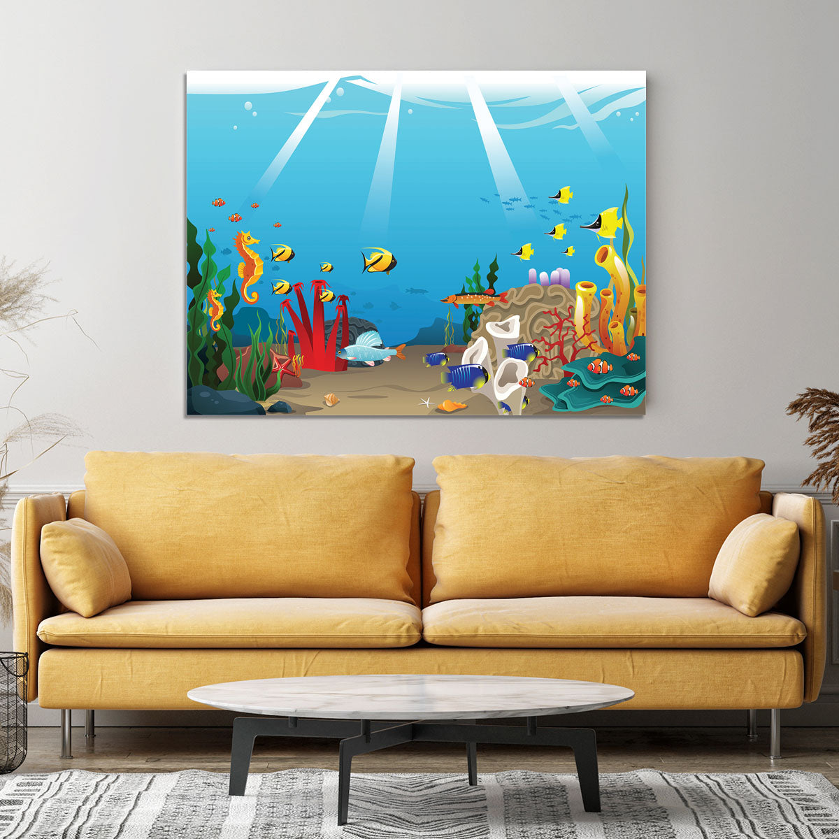 Illustration of marine life design Canvas Print or Poster - Canvas Art Rocks - 4