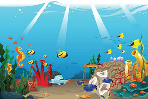 Illustration of marine life design Wall Mural Wallpaper - Canvas Art Rocks - 1